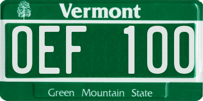 VT license plate OEF100