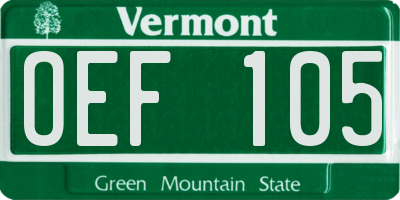 VT license plate OEF105