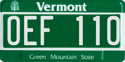 VT license plate OEF110