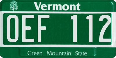 VT license plate OEF112