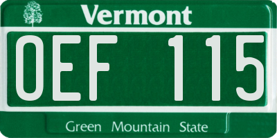 VT license plate OEF115