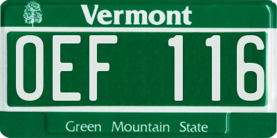 VT license plate OEF116