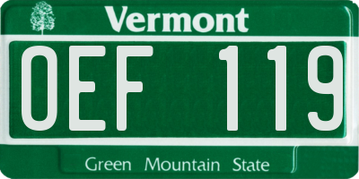 VT license plate OEF119