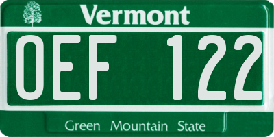 VT license plate OEF122
