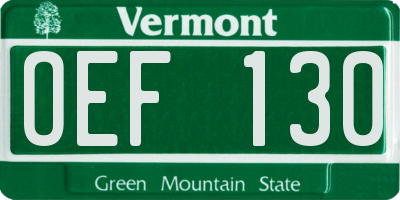 VT license plate OEF130