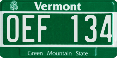 VT license plate OEF134