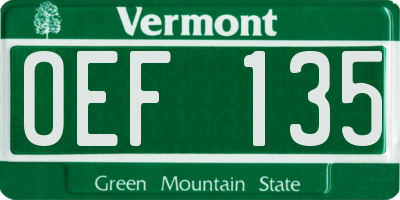 VT license plate OEF135