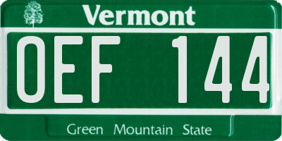 VT license plate OEF144