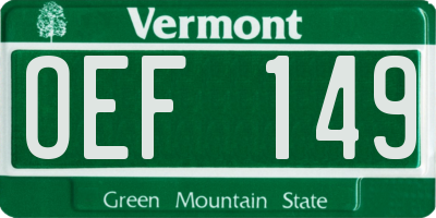 VT license plate OEF149