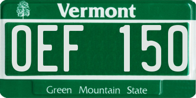 VT license plate OEF150