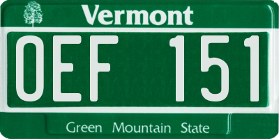 VT license plate OEF151