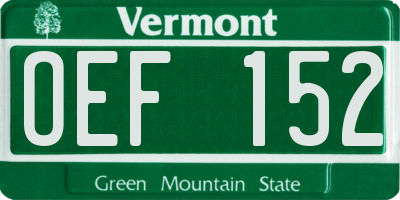 VT license plate OEF152