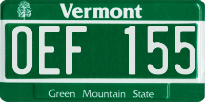 VT license plate OEF155