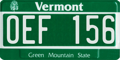 VT license plate OEF156
