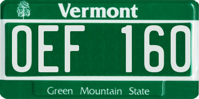 VT license plate OEF160