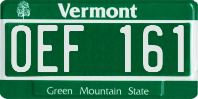 VT license plate OEF161