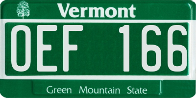 VT license plate OEF166