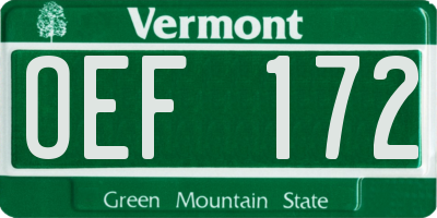 VT license plate OEF172