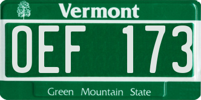 VT license plate OEF173