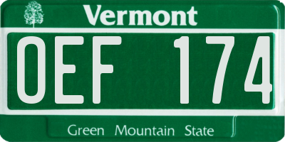 VT license plate OEF174