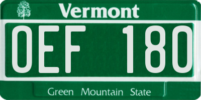 VT license plate OEF180