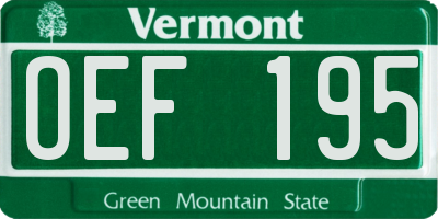 VT license plate OEF195