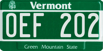 VT license plate OEF202