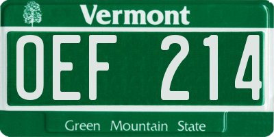 VT license plate OEF214