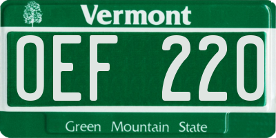 VT license plate OEF220