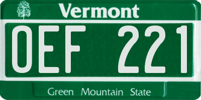 VT license plate OEF221