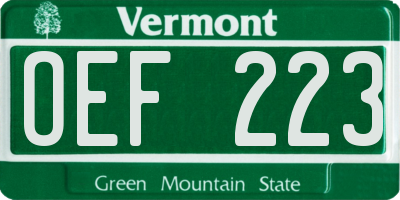 VT license plate OEF223