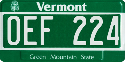 VT license plate OEF224