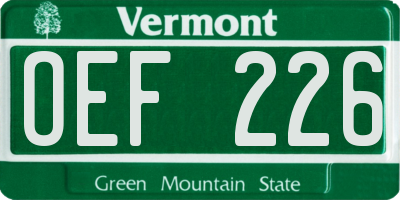 VT license plate OEF226