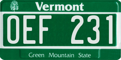 VT license plate OEF231