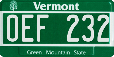 VT license plate OEF232