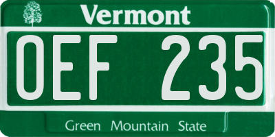 VT license plate OEF235