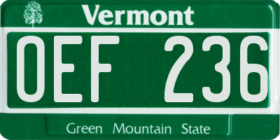 VT license plate OEF236