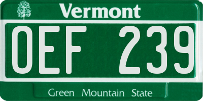 VT license plate OEF239