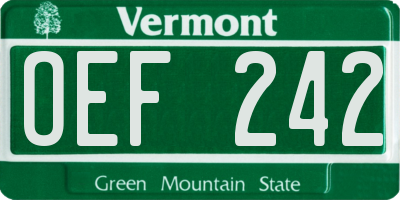 VT license plate OEF242