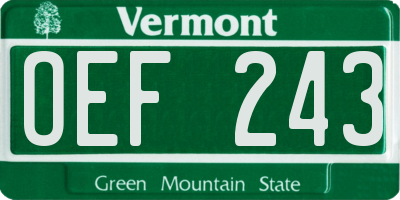 VT license plate OEF243