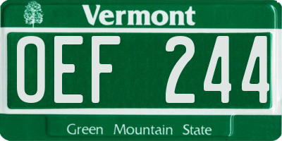 VT license plate OEF244