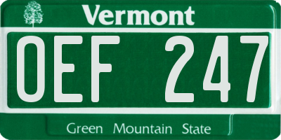 VT license plate OEF247