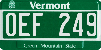 VT license plate OEF249