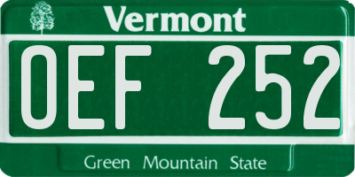 VT license plate OEF252
