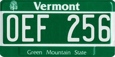 VT license plate OEF256