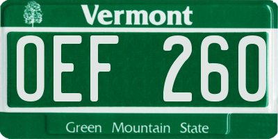 VT license plate OEF260