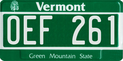 VT license plate OEF261