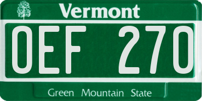 VT license plate OEF270