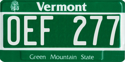VT license plate OEF277
