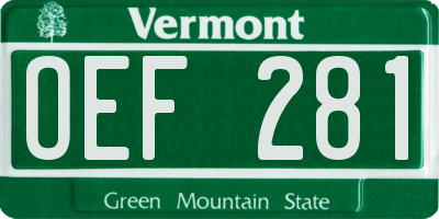 VT license plate OEF281
